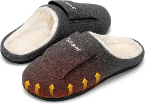 Dr.Warm Heated Slippers for Women Men, 5000mAh Rechargeable Battery Heating Shoes with Anti-Skid Rubber Sole, Thermal Electric Fuzzy Slippers Foot Warmer for Cold Winter/Grey S