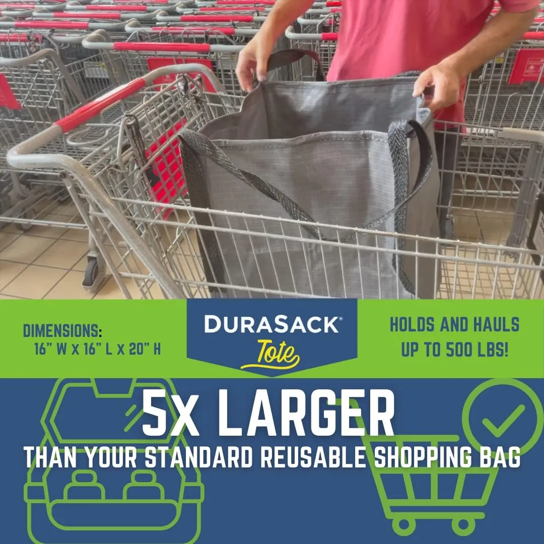 DURASACK Heavy Duty Storage Tote Bag 22-Gallon Rugged Woven Polypropylene Moving Bag, Reusable Self-Standing Design, Holds up to 500 Pounds, Pack of 4, Multicolored