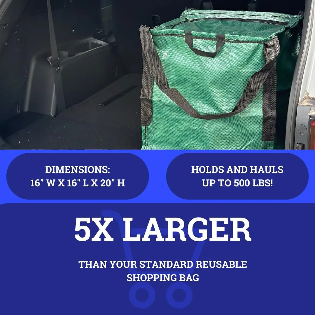 DURASACK Heavy Duty Storage Tote Bag with Zipper Top 22-Gallon Rugged Woven Polypropylene Moving Bag, Reusable Self-Standing Design, Holds up to 500 Pounds, Single, Green