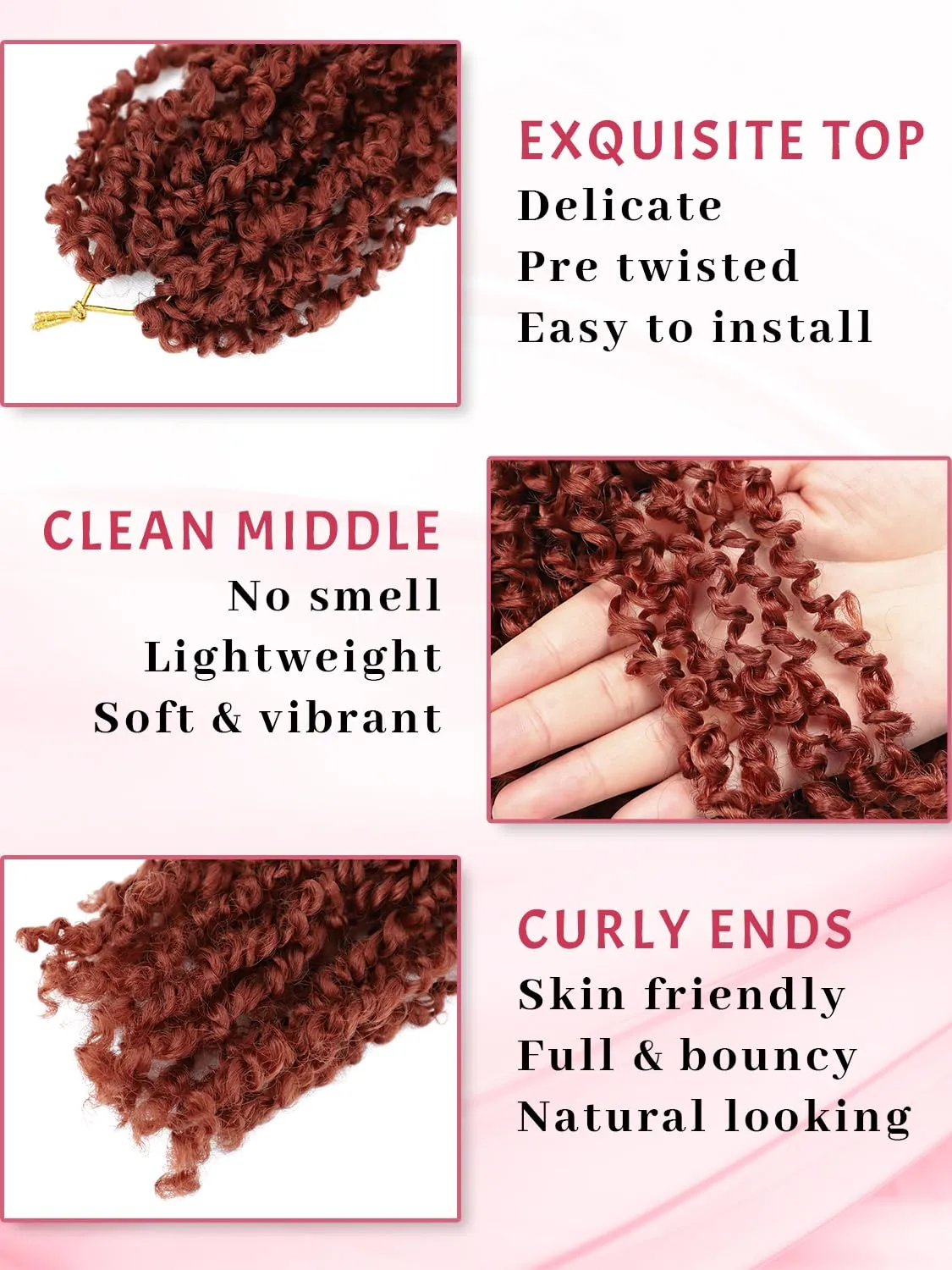 Eacia Yanky Twist Crochet Hair Spring Mini Twist 10 Inch Bohemian Passion Twist Pre Looped Crochet Braids Synthetic Hair Extensions 350