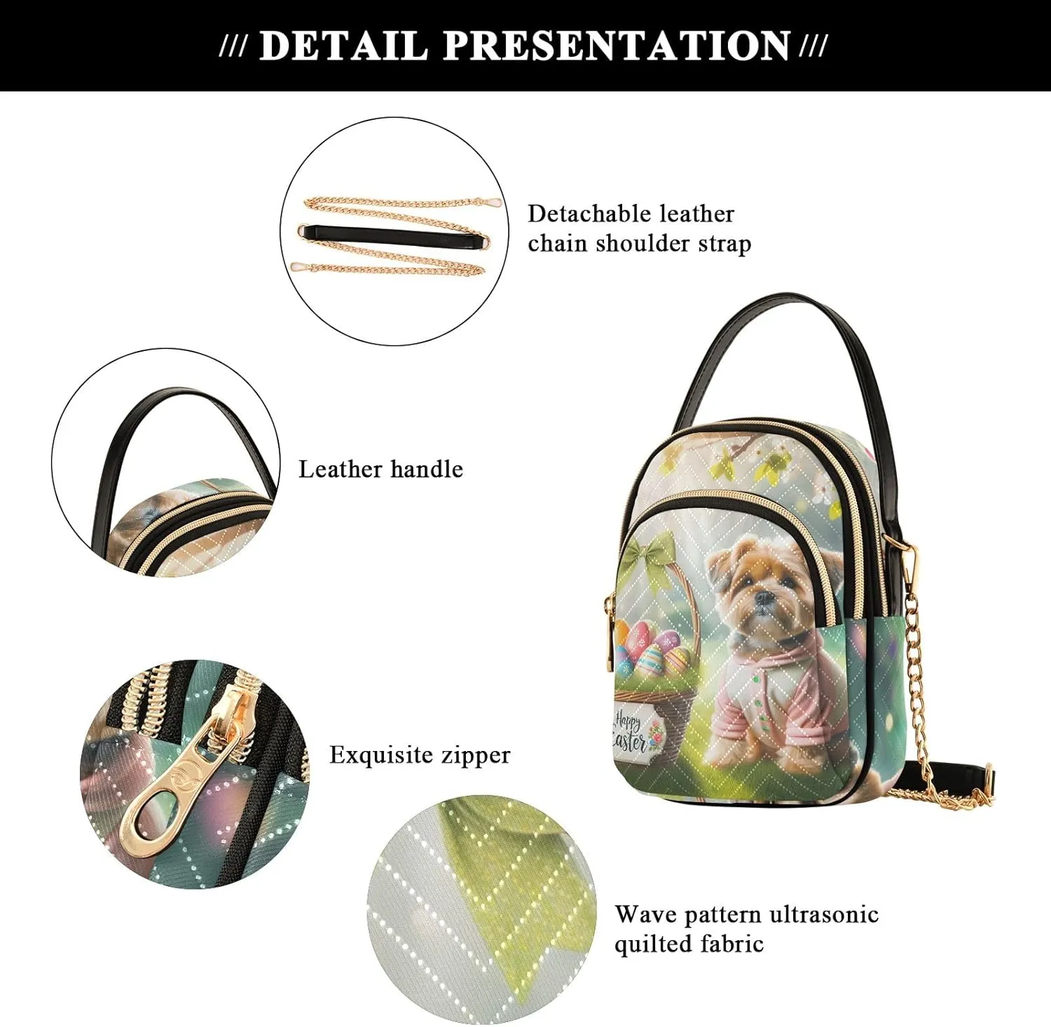 Easter Spring Quilted Purses for Women Trendy Phone Holder Purse Crossbody