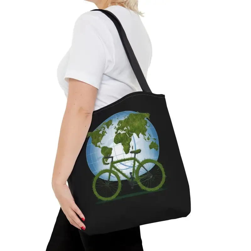 Eco Chic Green Aop Tote with Black Cotton Handles