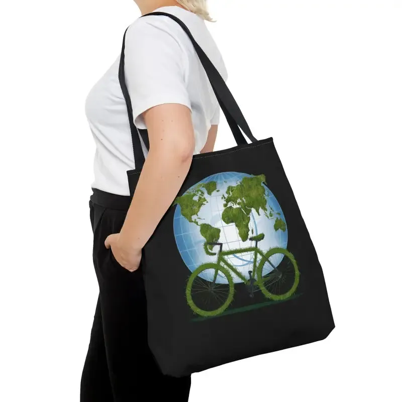Eco Chic Green Aop Tote with Black Cotton Handles