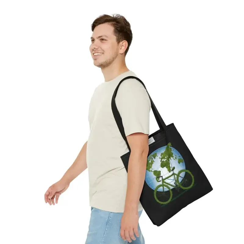 Eco Chic Green Aop Tote with Black Cotton Handles