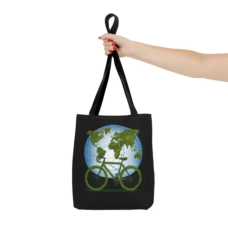 Eco Chic Green Aop Tote with Black Cotton Handles