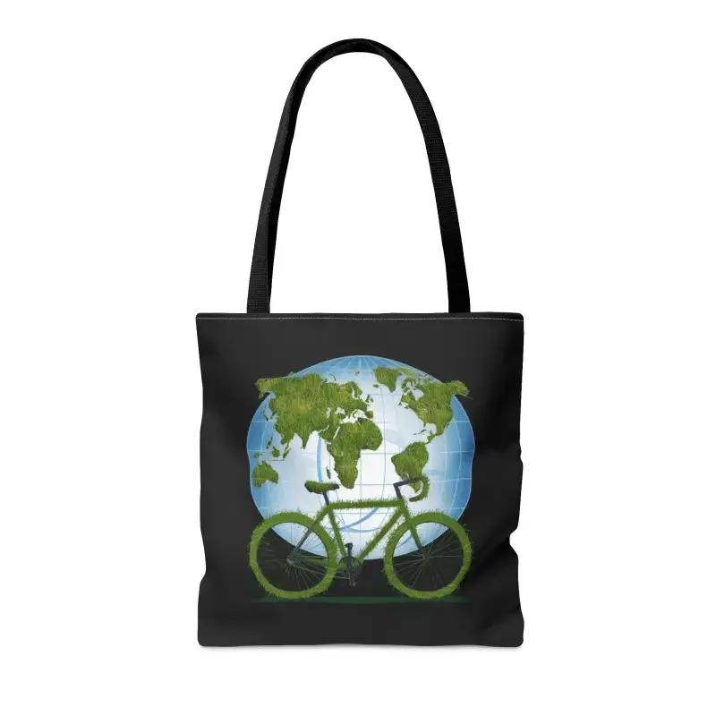 Eco Chic Green Aop Tote with Black Cotton Handles