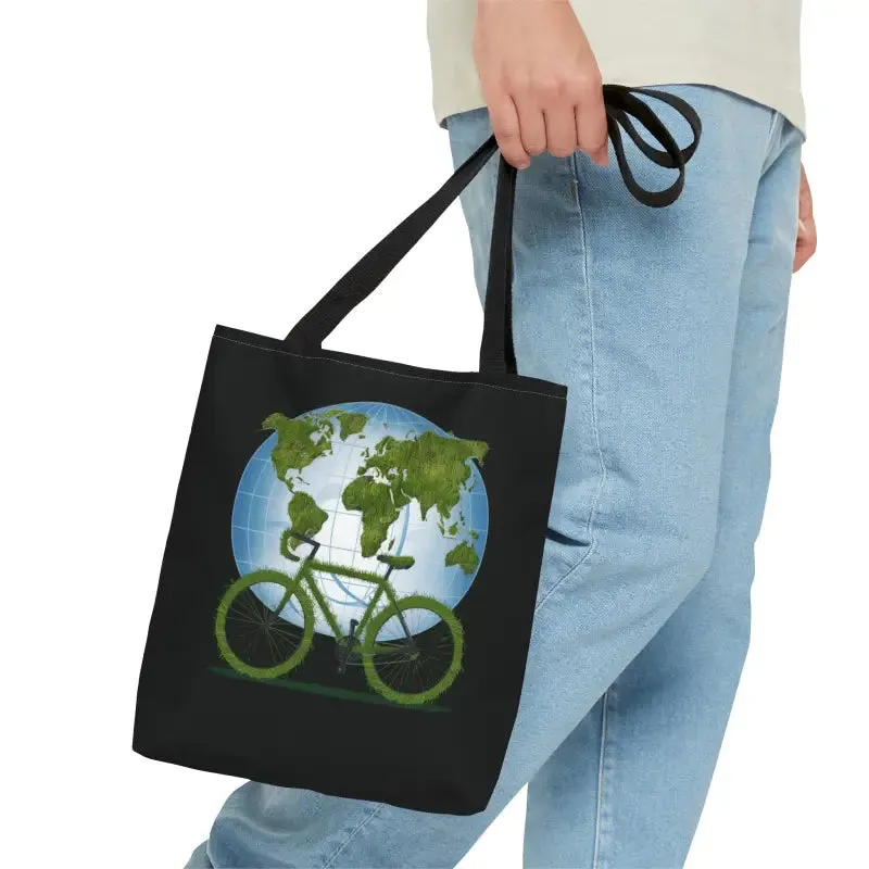 Eco Chic Green Aop Tote with Black Cotton Handles