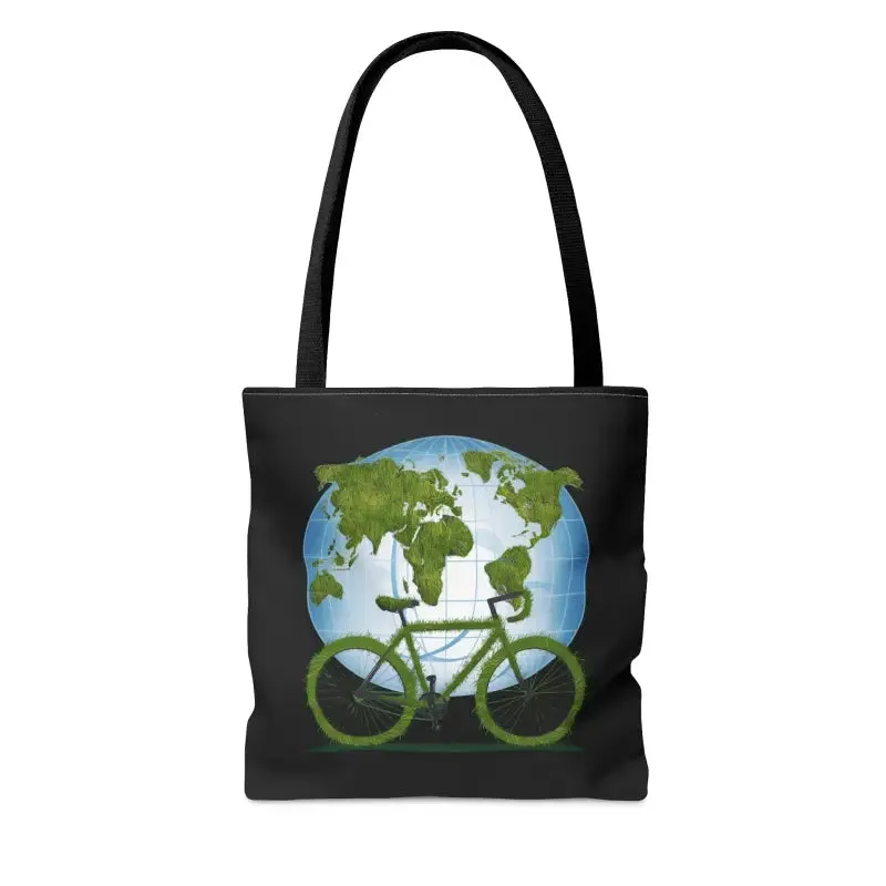 Eco Chic Green Aop Tote with Black Cotton Handles