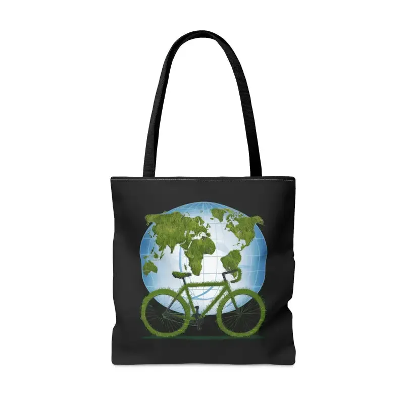 Eco Chic Green Aop Tote with Black Cotton Handles