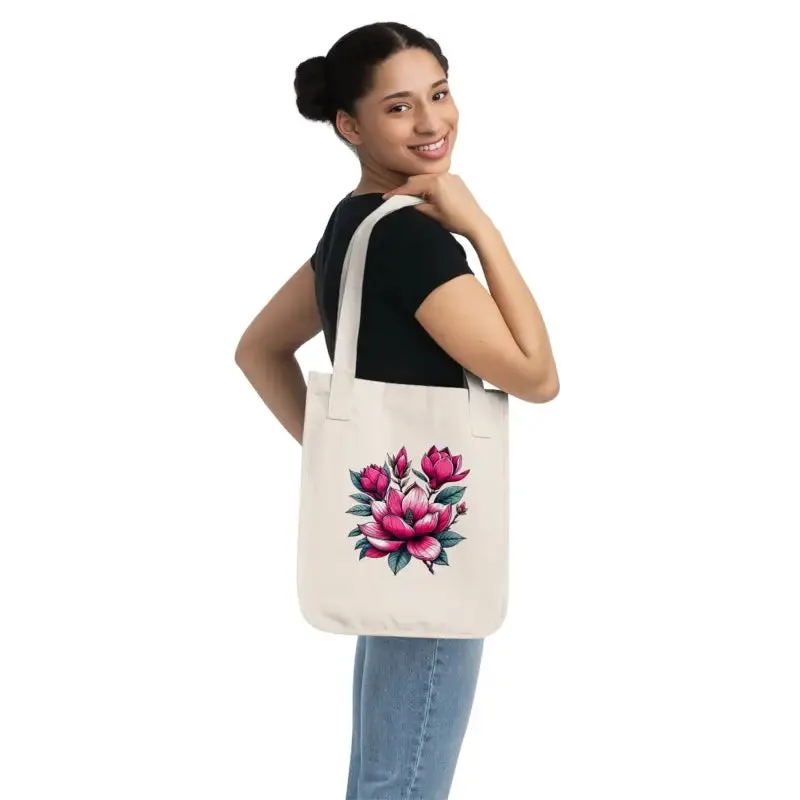 Eco Friendly Pink Magnolia Canvas Tote Bag