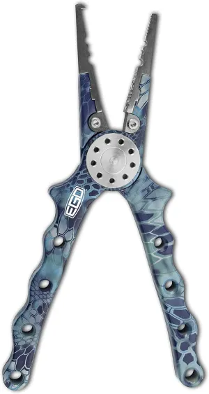 EGO Kryptek Fishing Pliers, Fishhook Remover, Weight Crimper, Stainless Steel Jaws, Aircraft Aluminum Body, Contoured Handle, Camo