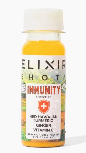 Elixir Shots Immunity Boost (12 Pack) Immunity Wellness Shot with Cold-Pressed Turmeric, Ginger, Orange and Black Pepper - No Added Sugars or Artificial Ingredients