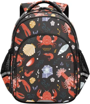 Emelivor Seabed Creatures Black Kids Backpack Toddler School Backpack Book Bag Backpacks Schoolbag for Kids,S