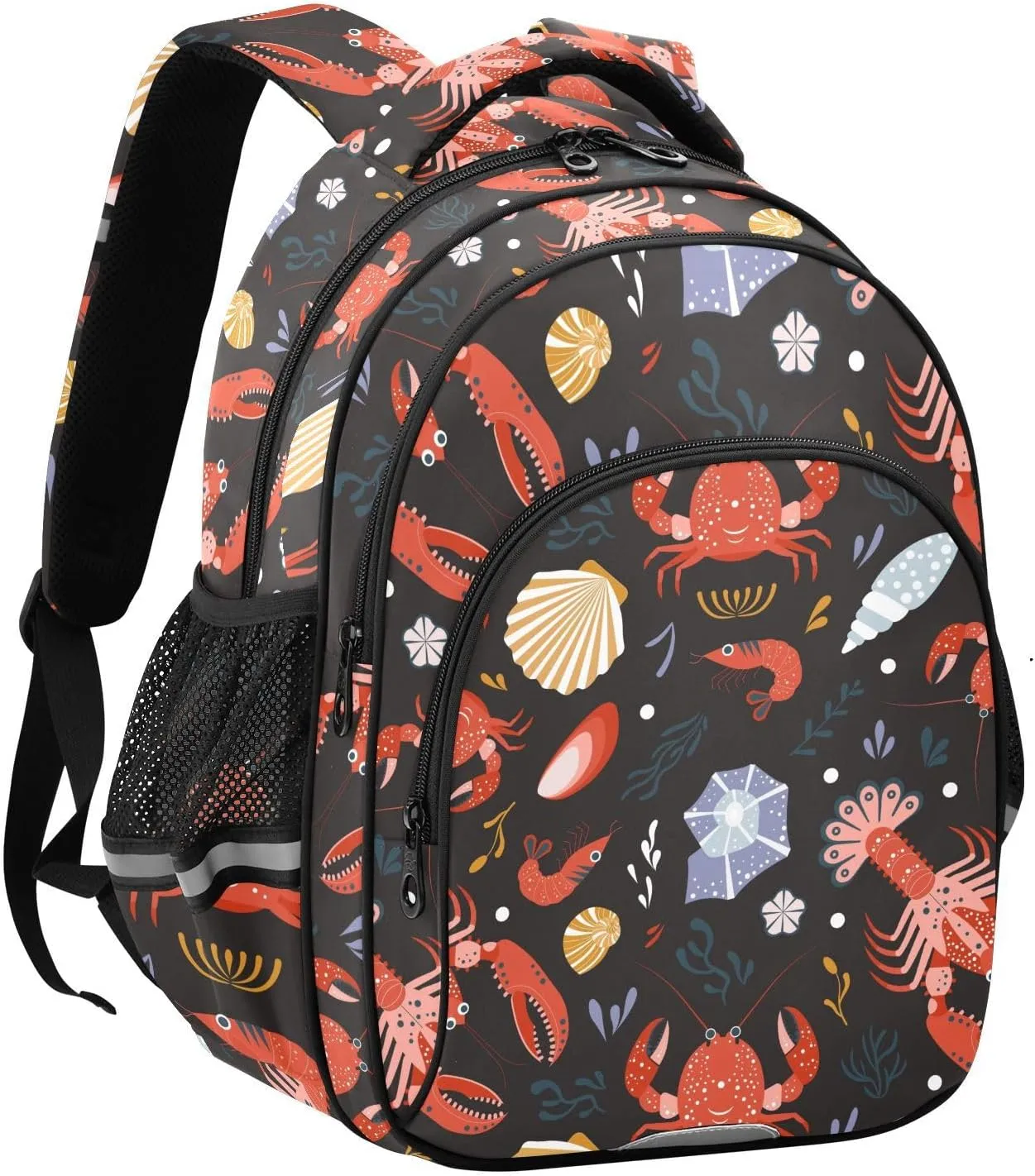 Emelivor Seabed Creatures Black Kids Backpack Toddler School Backpack Book Bag Backpacks Schoolbag for Kids,S