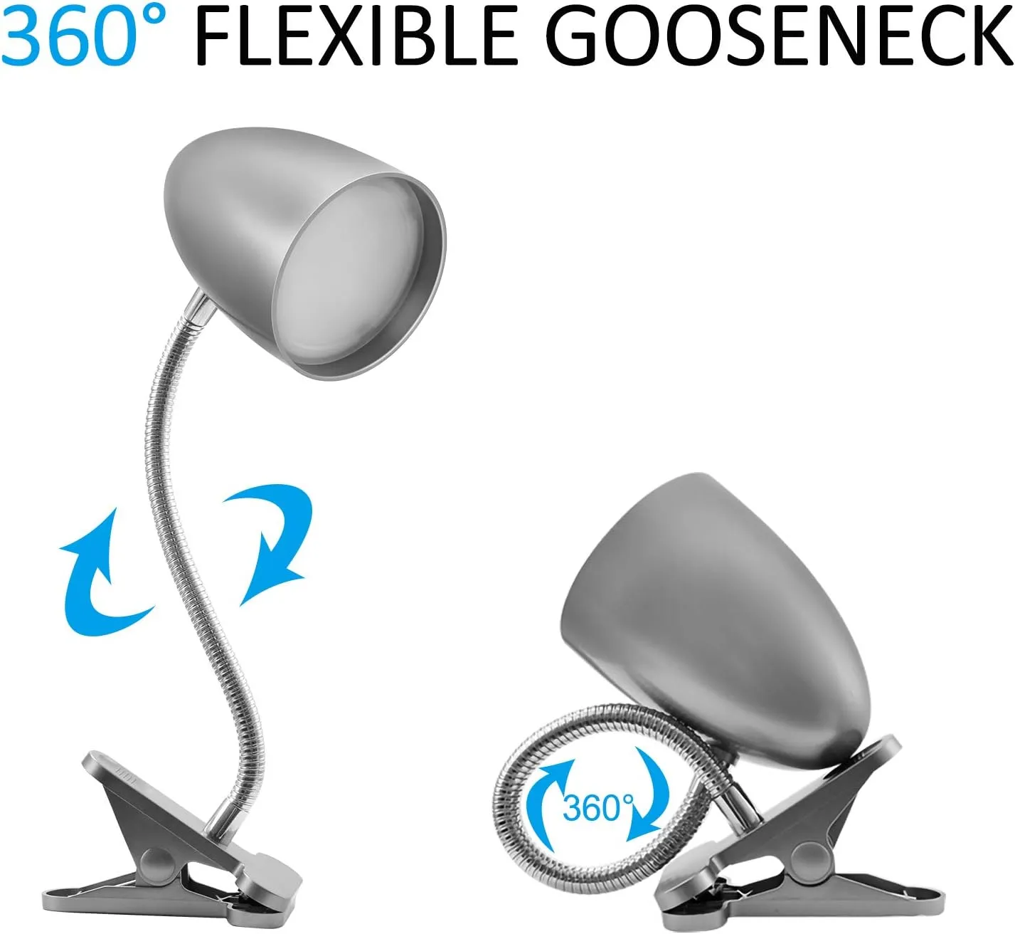 ENERGETIC SMARTER LIGHTING Desk lamp with Clamp, Non-Dimmable Clip Light for Bed and Desk, 4000K Cool White, 3.5W 240 LM Flexible Gooseneck lamp, Eye Protection, ETL Listed