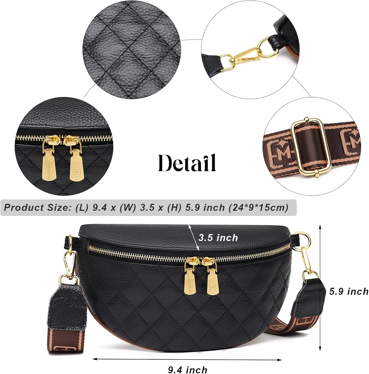 Eslcorri Small Crossbody Sling Bag for Women Trendy - Fanny Packs Leather Chest Belt Bum Bag Anti Theft Purse for Travel