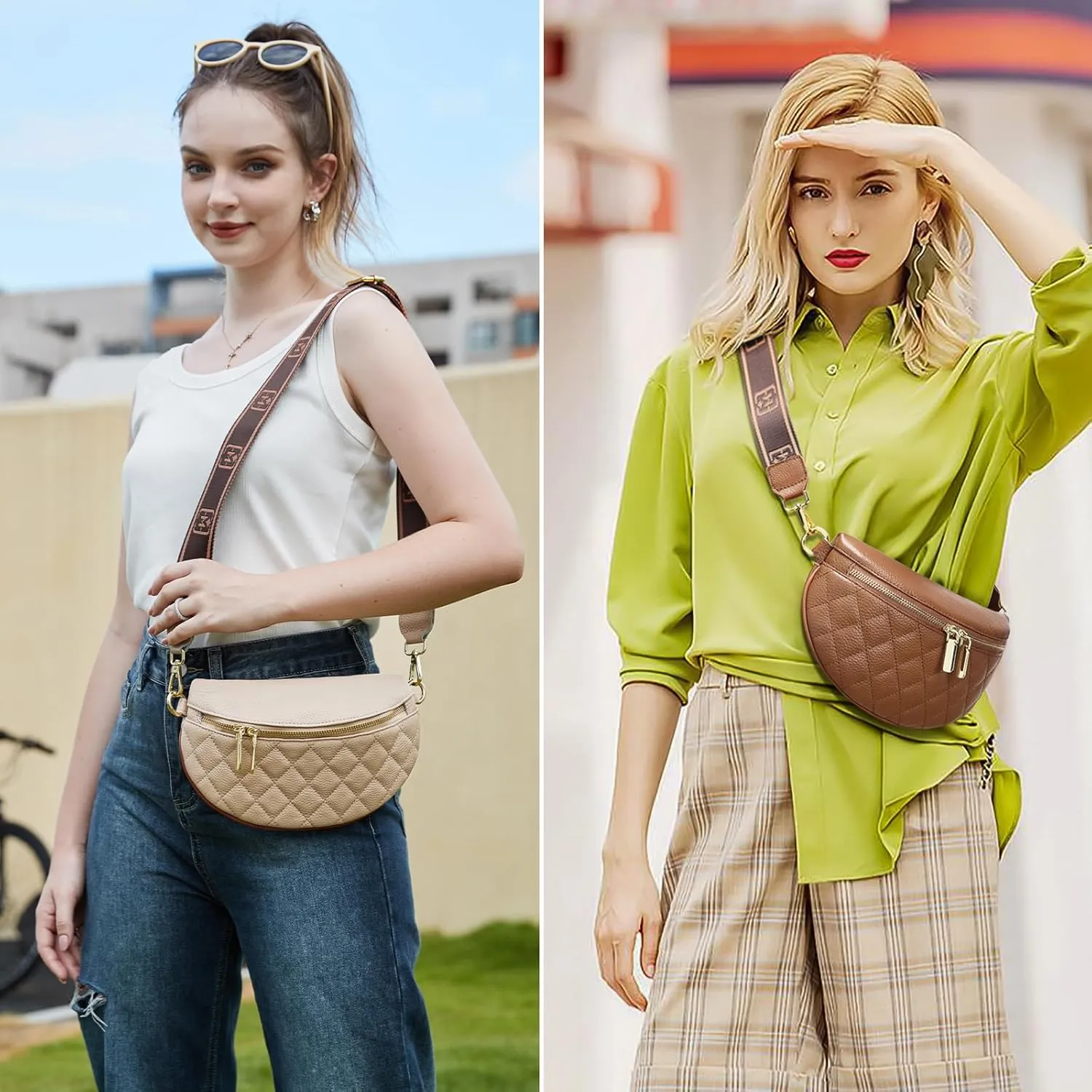 Eslcorri Small Crossbody Sling Bag for Women Trendy - Fanny Packs Leather Chest Belt Bum Bag Anti Theft Purse for Travel