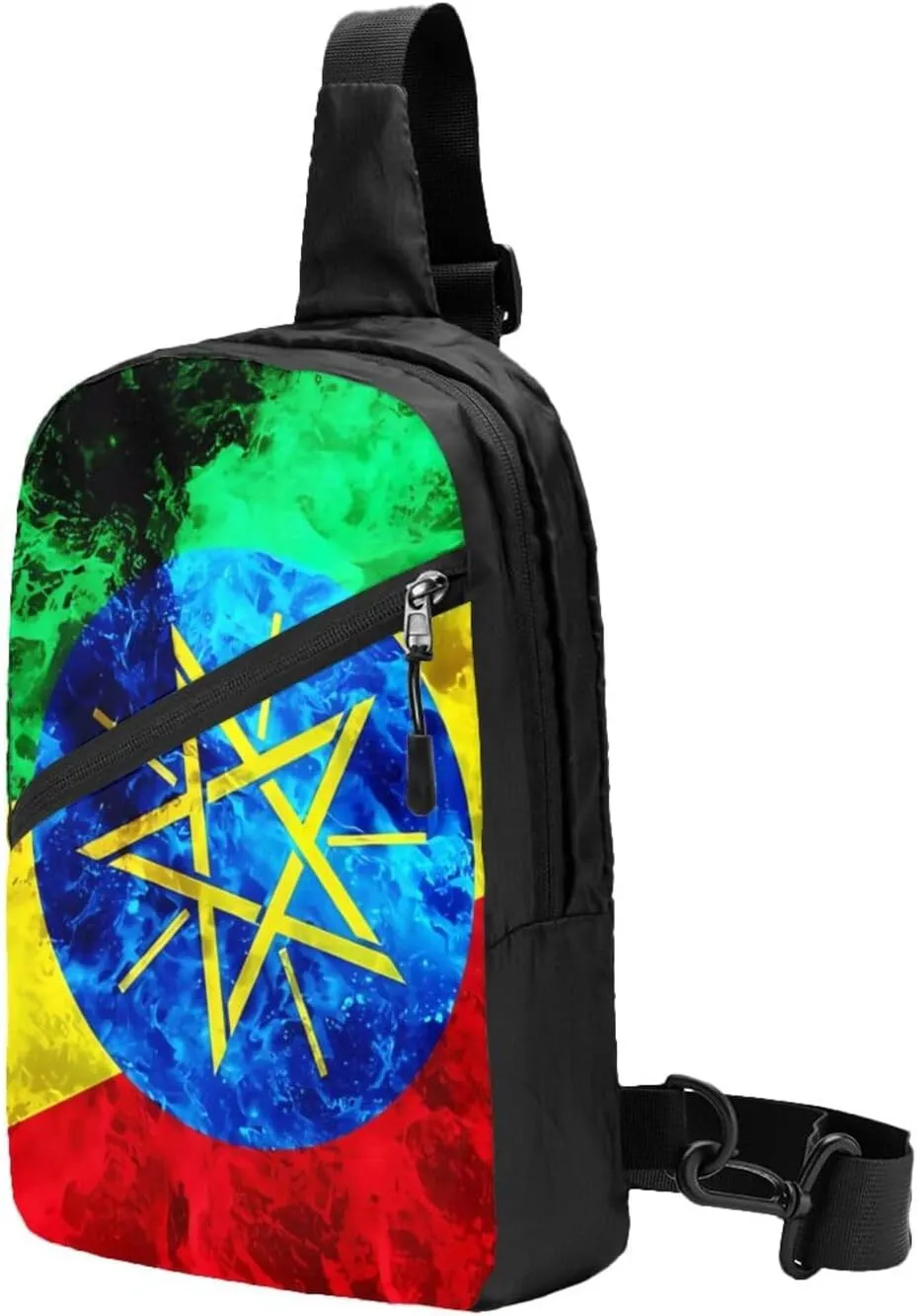 Ethiopia Flag Portable Crossbody Bag Foldable Sling Bags Sports Gym Chest Daypack Reusable Shoulder Backpack Casual Diagonally Rucksack Fanny Packs