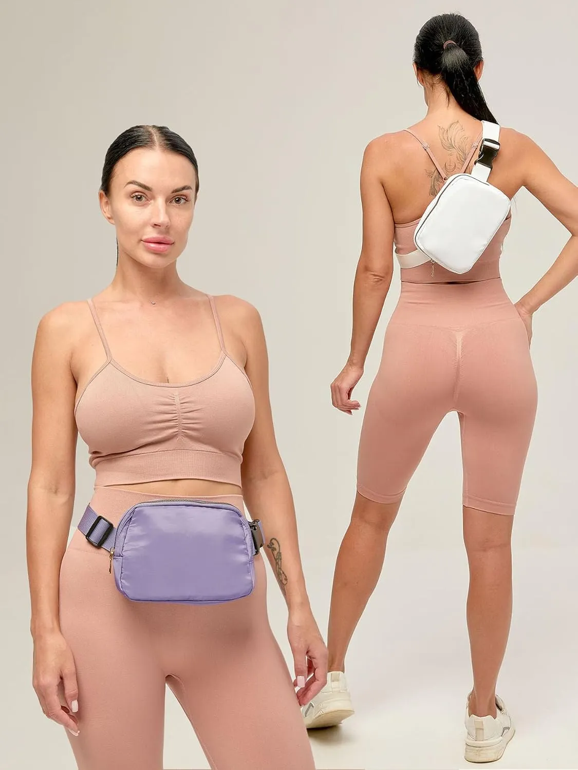 Everywhere Belt Bag for Women Men, Fashion Mini Waist Pack Lightweight Crossbody Bags with Adjustable Strap, Small Fanny Packs for Run, Travel, Outdoor Cycling, Shopping (Light Purple)