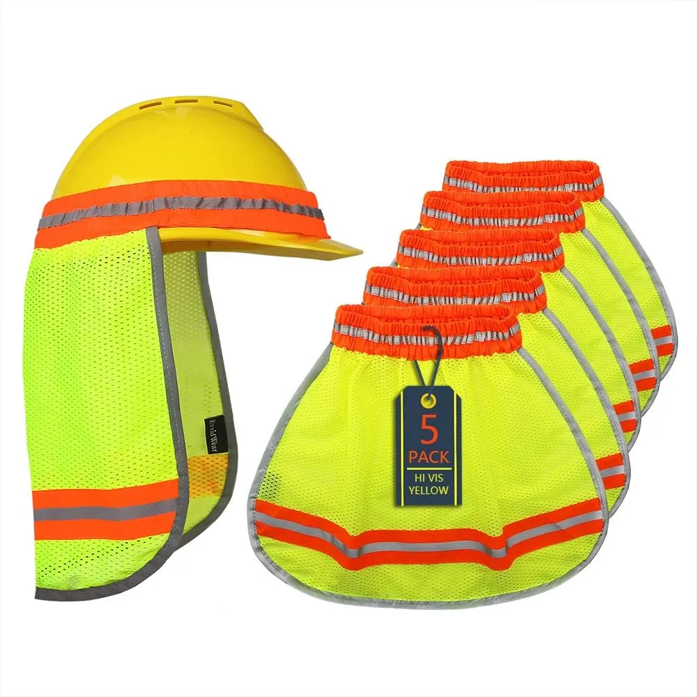 Evridwear High Visibility Neck Sun Shield with Reflective Stripe, Safety Hard Hat Shade with Breathable Mesh Elastic Band for Construction, Outdoor Activities, Landscaping from UV