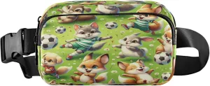 Exnundod Fanny Packs for Women & Men Ball Game Cute Animals, Waist Pack Football Sports Crossbody Bags Belt Adjustable Strap for Running Hiking Workout