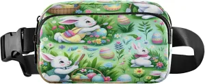 Exnundod Fanny Packs for Women & Men Bunny Hunt Egg, Waist Pack Easter Traditional Crossbody Bags Belt Adjustable Strap for Running Hiking Workout