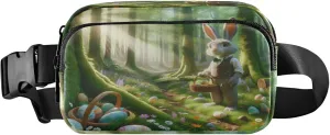 Exnundod Fanny Packs for Women & Men Bunny Hunt Eggs, Waist Pack Happy Easter Crossbody Bags Belt Adjustable Strap for Running Hiking Workout