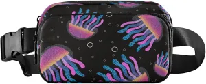 Exnundod Fanny Packs for Women & Men Cartoon Ocean Animals, Waist Pack Jellyfishes Crossbody Bags Belt Adjustable Strap for Running Hiking Workout