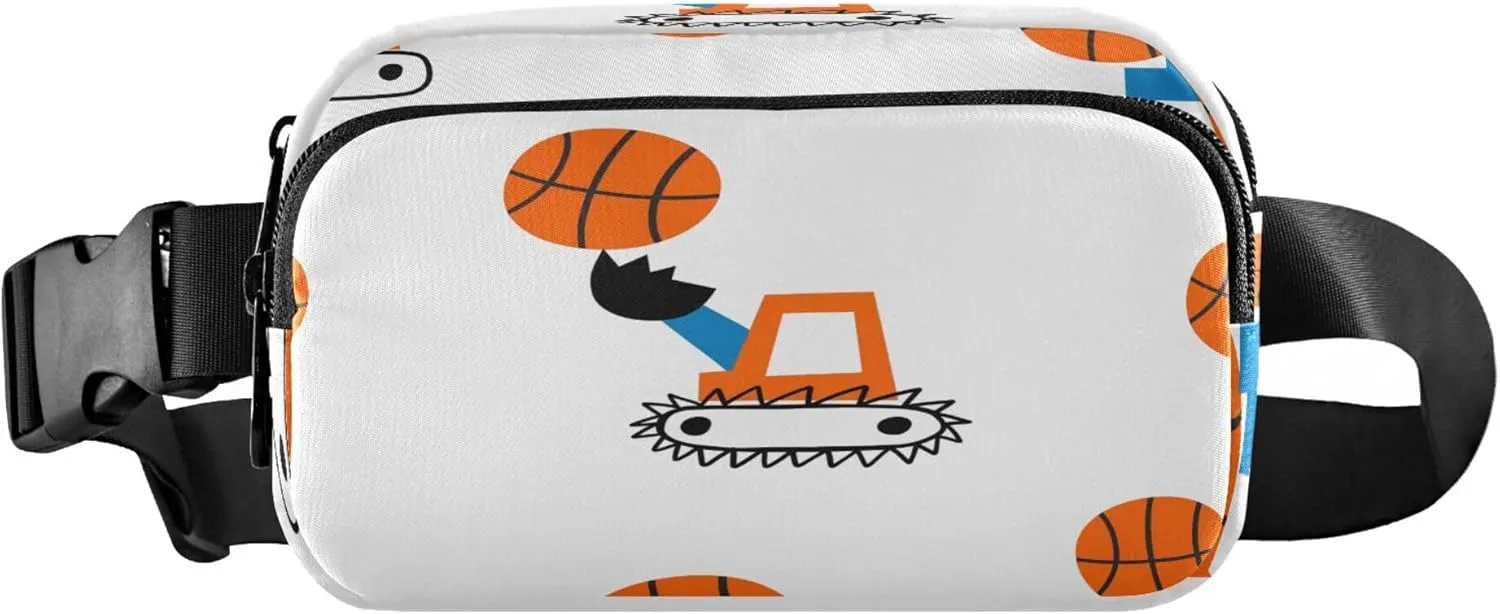 Exnundod Fanny Packs for Women & Men Cute Cartoon Basketball, Waist Pack Ball Sports Crossbody Bags Belt Adjustable Strap for Running Hiking Workout