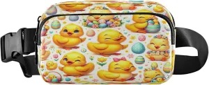 Exnundod Fanny Packs for Women & Men Easter Cute Ducks Pattern, Waist Pack Crossbody Bags Belt Adjustable Strap for Running Hiking Workout