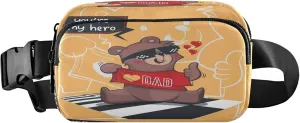 Exnundod Fanny Packs for Women & Men Father's Day Bear, Waist Pack Cute Teddy Dad Crossbody Bags Belt Adjustable Strap for Running Hiking Workout