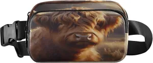 Exnundod Fanny Packs for Women & Men Highland Cow Brown, Waist Pack Scotland Cattle Crossbody Bags Belt Adjustable Strap for Running Hiking Workout
