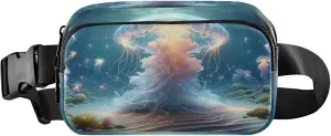Exnundod Fanny Packs for Women & Men Magic Jellyfish Underwater, Waist Pack Marine Theme Crossbody Bags Belt Adjustable Strap for Running Hiking Workout