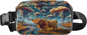 Exnundod Fanny Packs for Women & Men Surreal Artistic Scotland Cattle, Waist Pack Rainbow Magical Crossbody Bags Belt Adjustable Strap for Running Hiking Workout