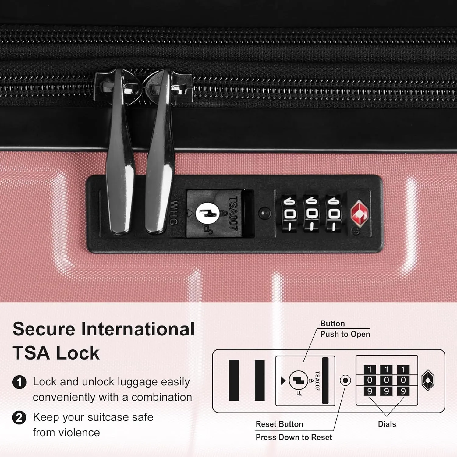 Expandable Luggage Set 3 Piece, ABS PC Hardshell Suitcase Set with Spinner Wheels & TSA Lock, Durable Waterproof Travel Luggage Carry on Checked for Business Travel - Rose Gold, 20/24/28In