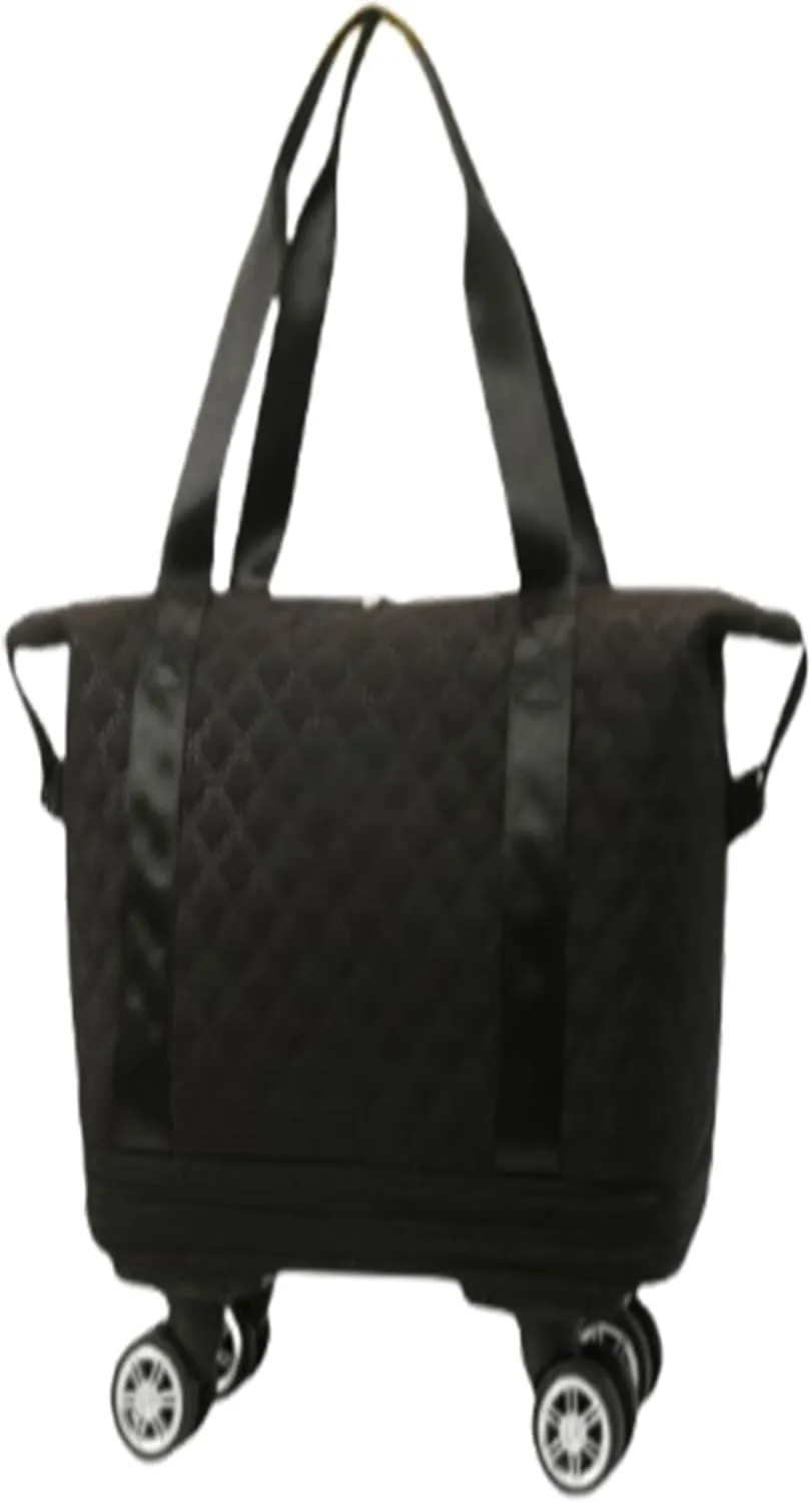 Expandable Travel Duffel Bag, Travel Duffle Bag with Wheels, Dry Wet Hand Luggage Overnight Bag, Weekend Bag, Foldie Travel Bag, Rolling Duffle Bag, Sports Gym Bag for Women Men(Black)