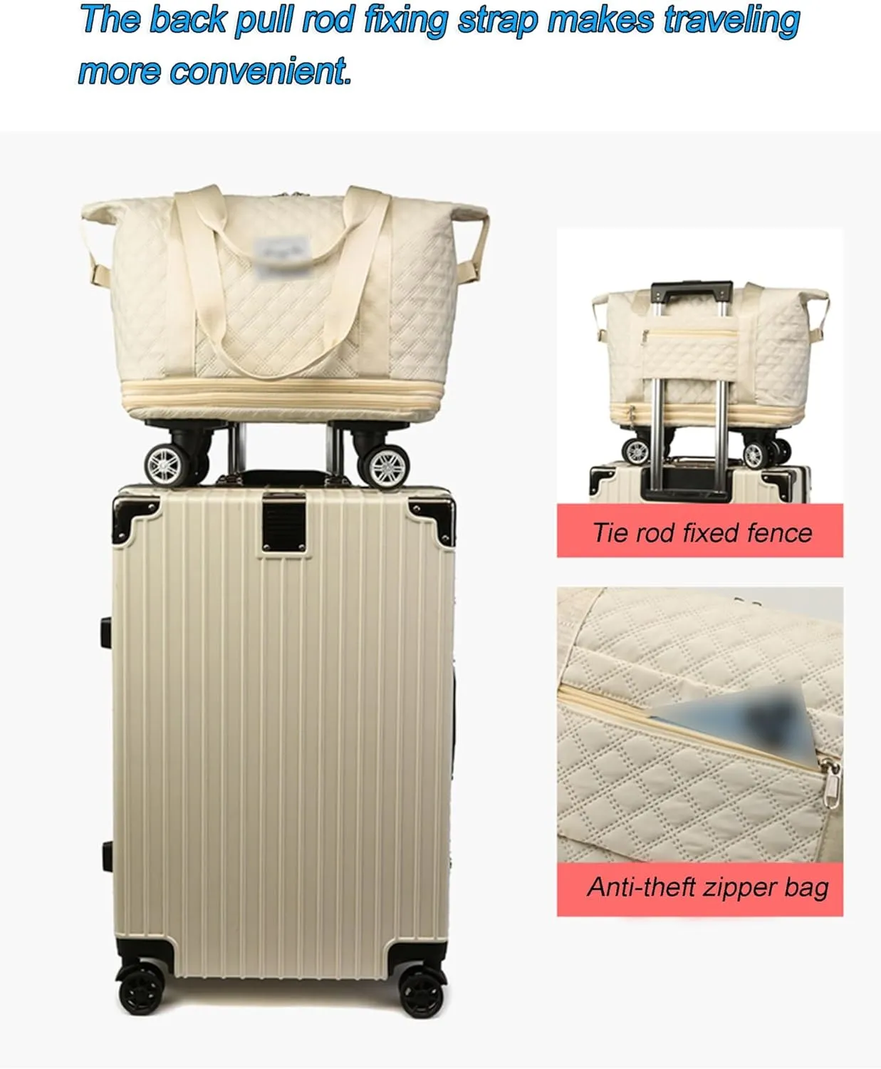 Expandable Travel Duffel Bag, Travel Duffle Bag with Wheels, Dry Wet Hand Luggage Overnight Bag, Weekend Bag, Foldie Travel Bag, Rolling Duffle Bag, Sports Gym Bag for Women Men(Black)