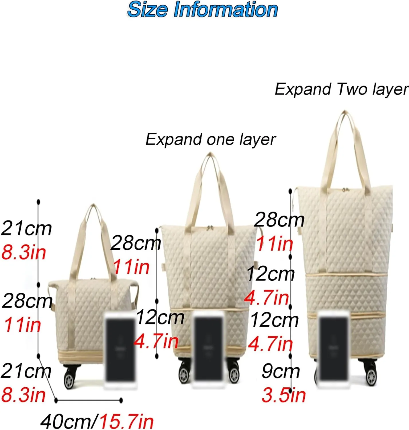 Expandable Travel Duffel Bag, Travel Duffle Bag with Wheels, Dry Wet Hand Luggage Overnight Bag, Weekend Bag, Foldie Travel Bag, Rolling Duffle Bag, Sports Gym Bag for Women Men(Black)