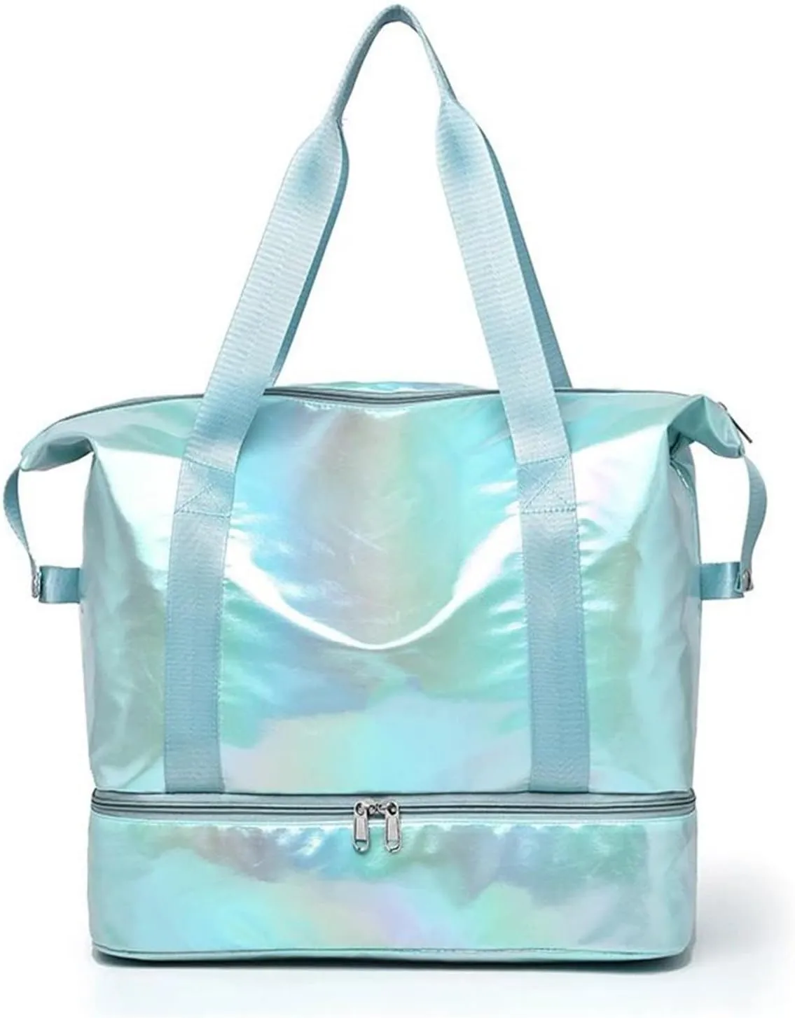 Expandable Travel Luggage Bag Sports Handbag Fitness Large Capacity Women's Shoulder Bag (Color : B blue, Size : 46x32cm)