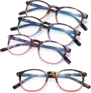 EYEGUARD 4 Pack Reading Glasses Blue Light Blocking Spring Hinge Women Readers