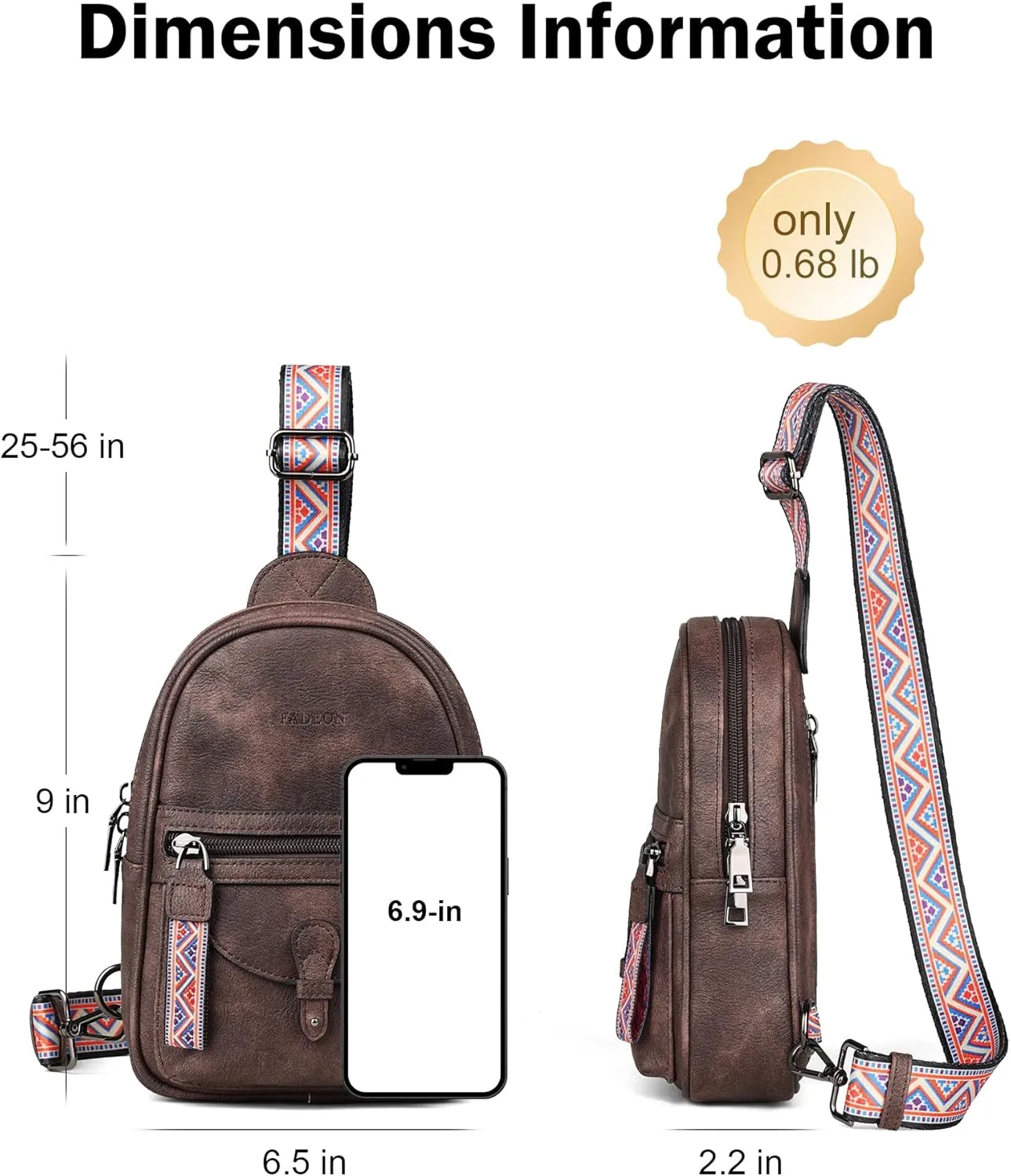 FADEON Small Sling Bag for Women - Mini Crossbody Bag - Designer Sling Purse Cute PU Leather Shoulder Bags