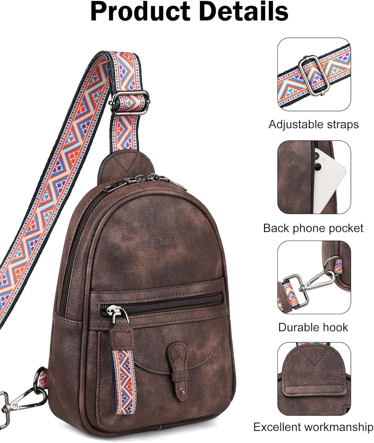 FADEON Small Sling Bag for Women - Mini Crossbody Bag - Designer Sling Purse Cute PU Leather Shoulder Bags