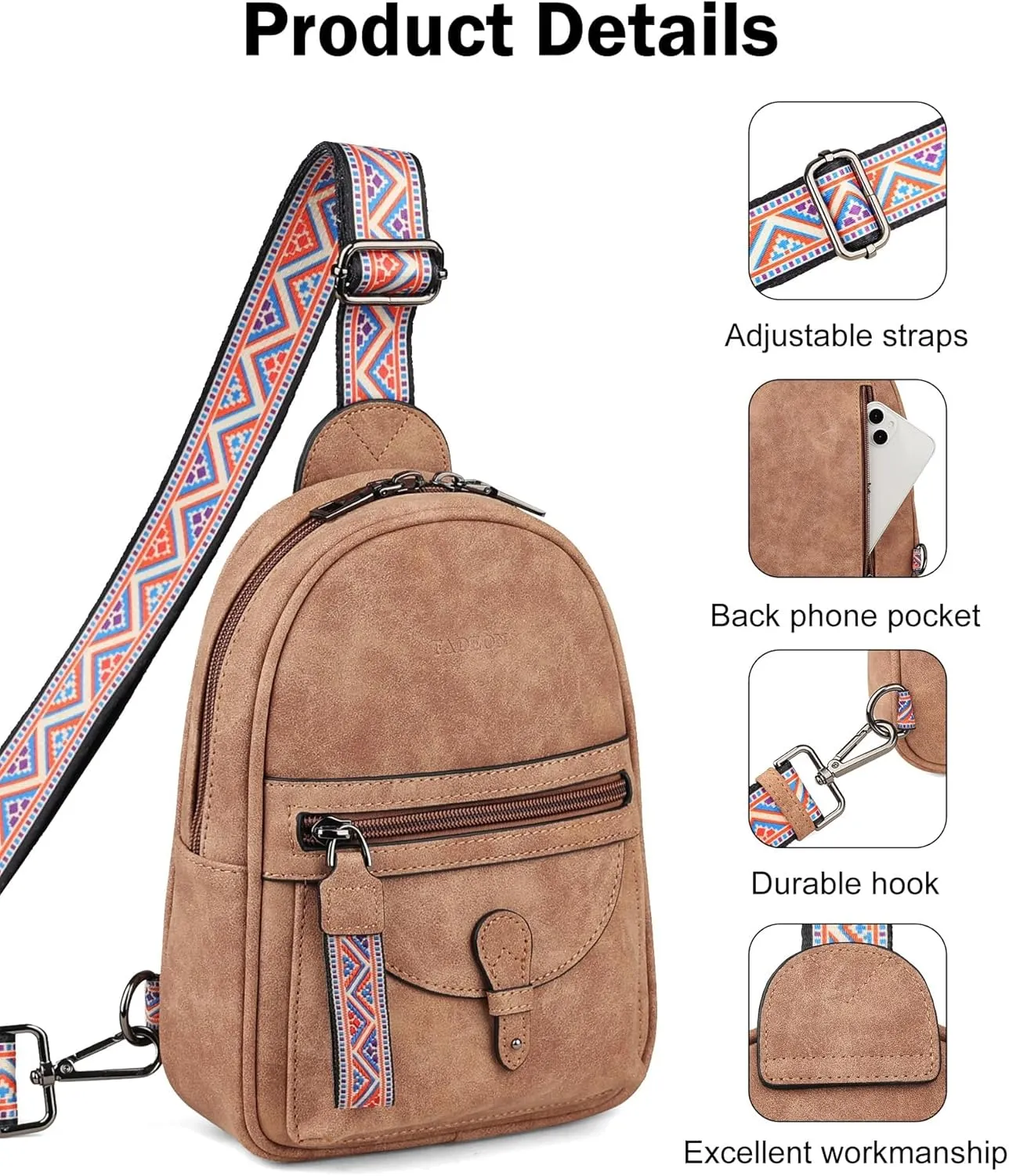FADEON Small Sling Bag for Women - Mini Crossbody Bag - Designer Sling Purse Cute PU Leather Shoulder Bags