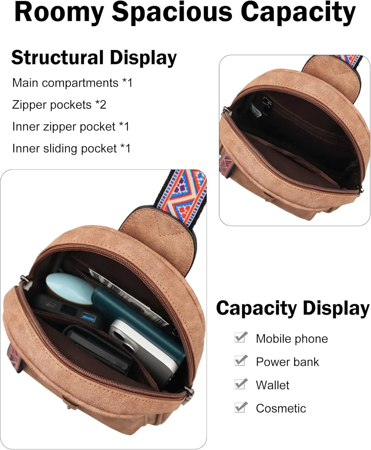 FADEON Small Sling Bag for Women - Mini Crossbody Bag - Designer Sling Purse Cute PU Leather Shoulder Bags