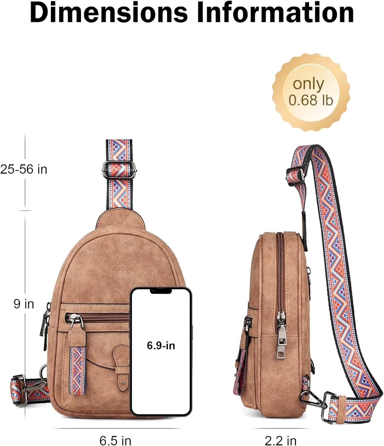 FADEON Small Sling Bag for Women - Mini Crossbody Bag - Designer Sling Purse Cute PU Leather Shoulder Bags