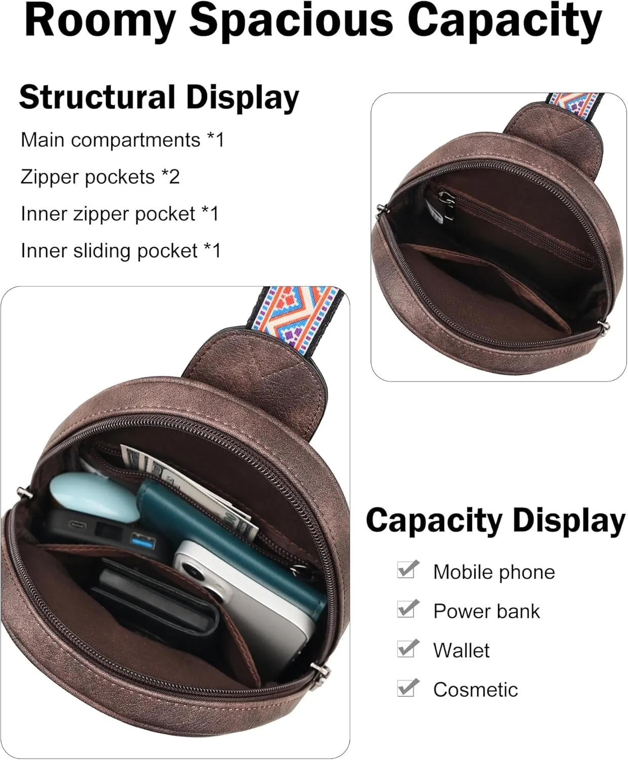 FADEON Small Sling Bag for Women - Mini Crossbody Bag - Designer Sling Purse Cute PU Leather Shoulder Bags