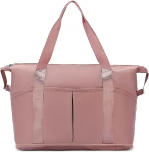 FAIME Travel Duffel Bag for Women, Foldable Weekender Bag Portable Gym Tote Bag, Expandable Overnight Bag for Travel Sports