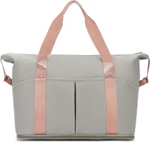 FAIME Travel Duffel Bag for Women, Foldable Weekender Bag Portable Gym Tote Bag, Expandable Overnight Bag for Travel Sports