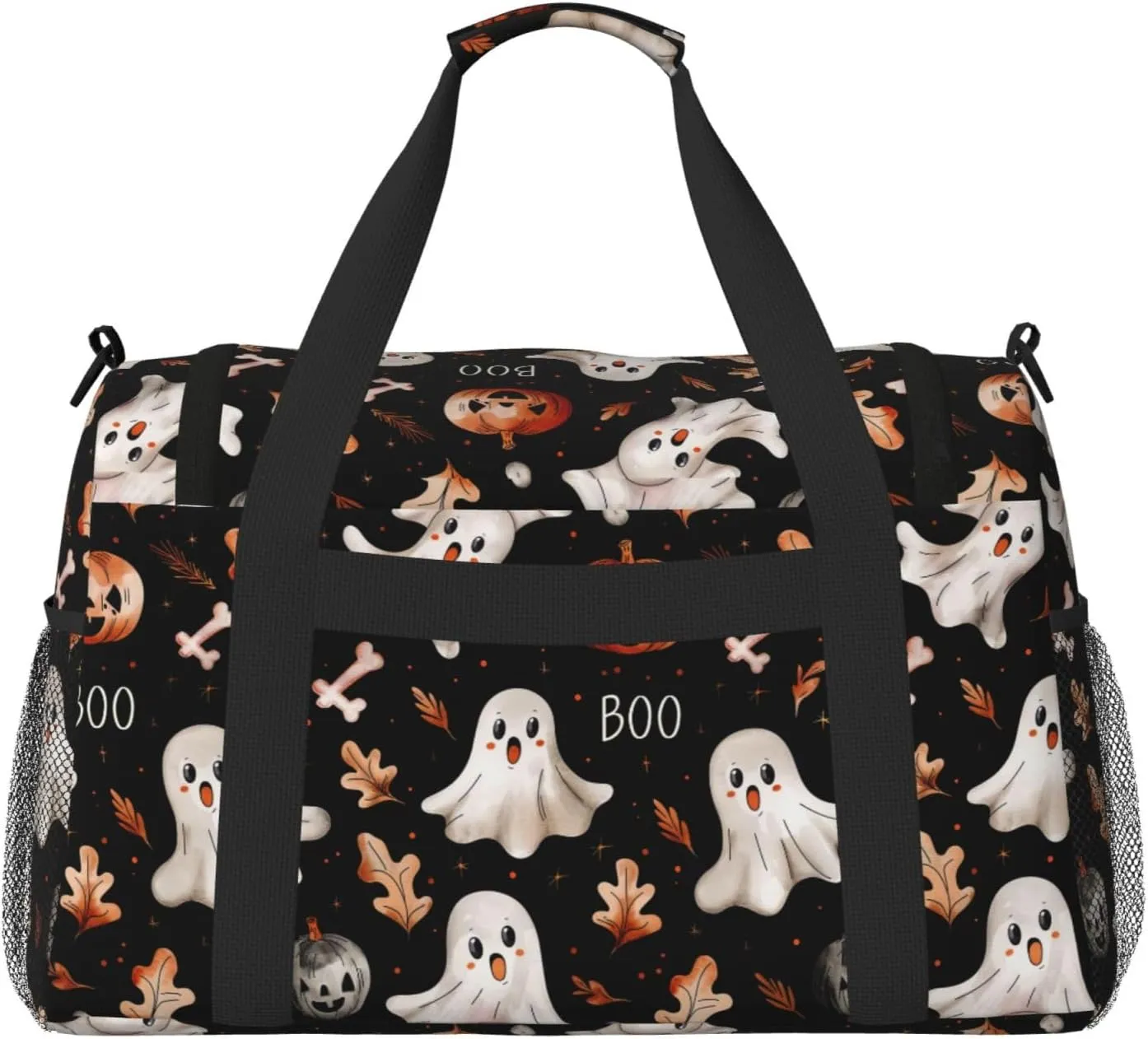 Fall Pumpkin Maple Leaf Travel Weekender Overnight Bags Foldable Hand Travel Bag Sport Gym Duffel Bag For Men Women