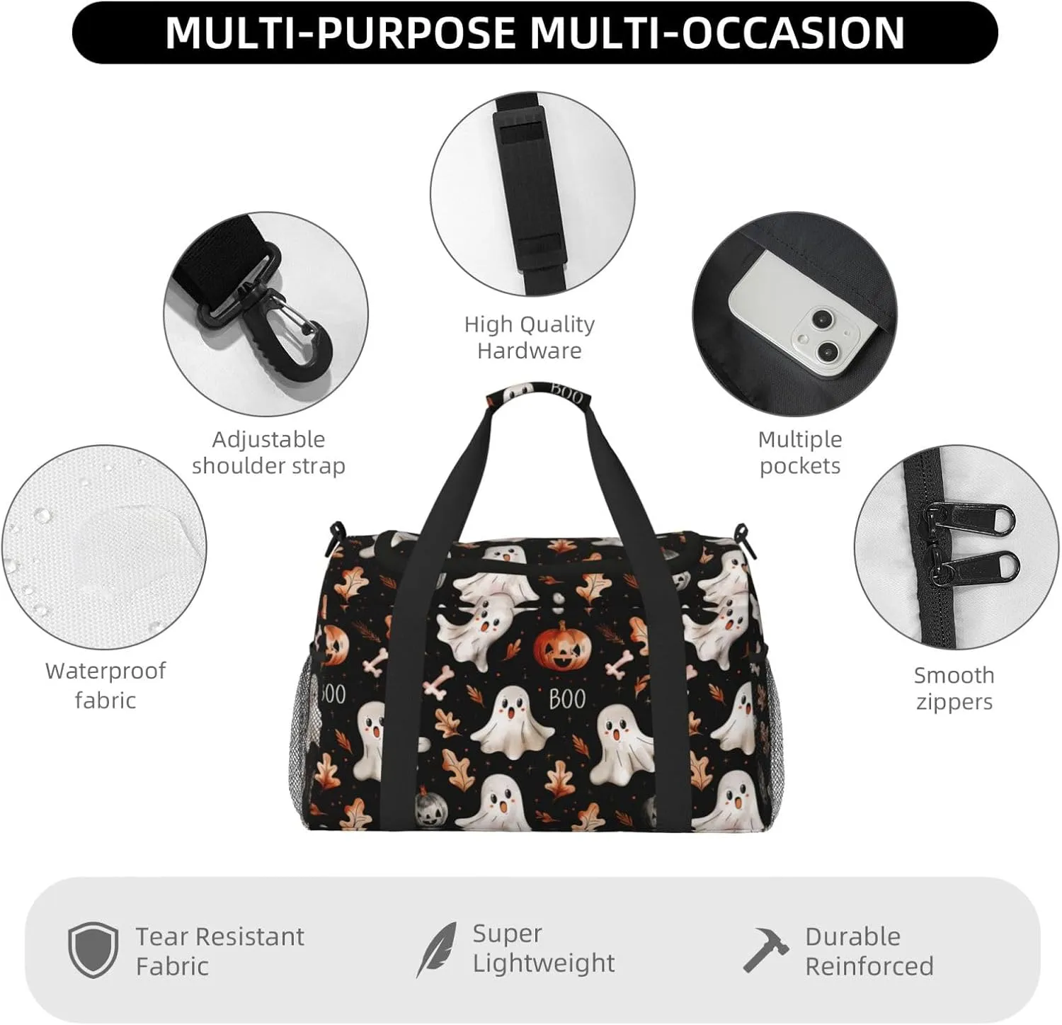 Fall Pumpkin Maple Leaf Travel Weekender Overnight Bags Foldable Hand Travel Bag Sport Gym Duffel Bag For Men Women